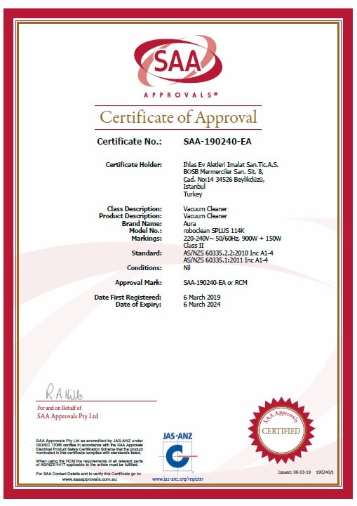 SAA certificate